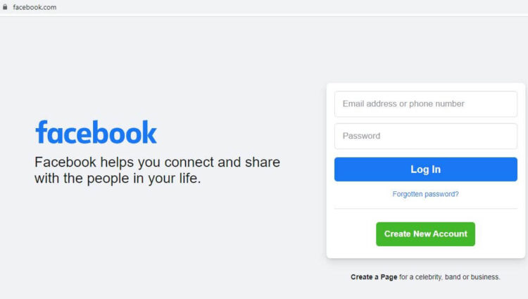 Facebook Login Page