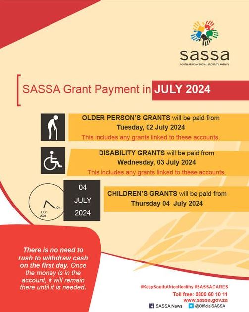 SASSA Payment Dates For July 2024