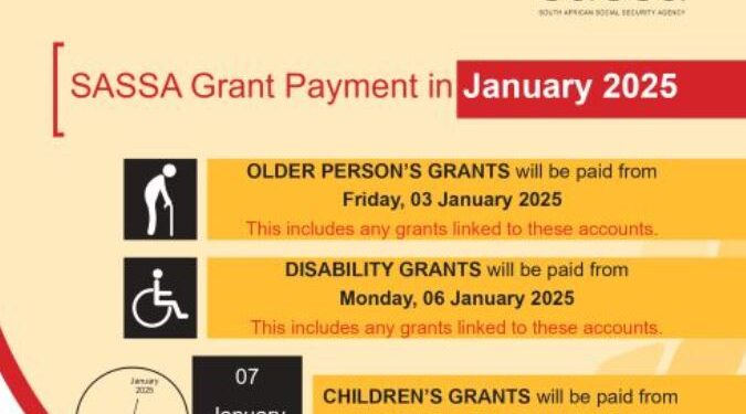 SASSA Payment Dates For January 2025